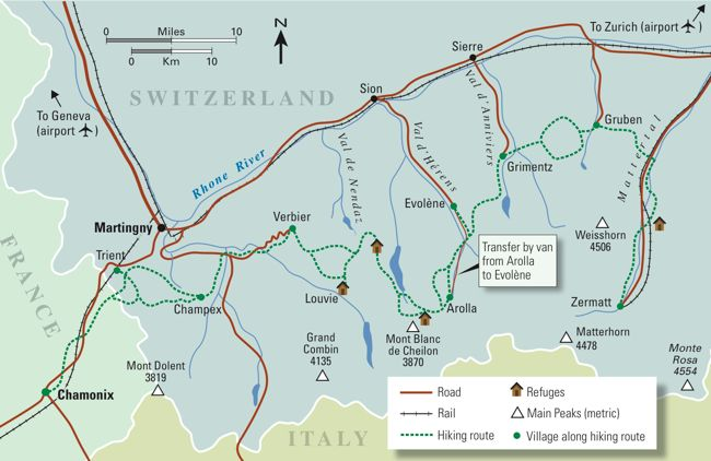 he Walker's Haute Route 路线图